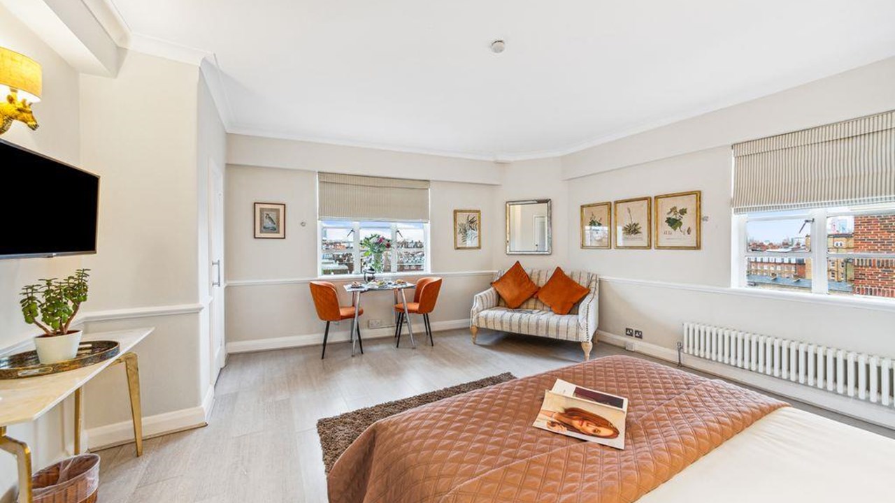 Apartment 746 — living area with Art Deco details